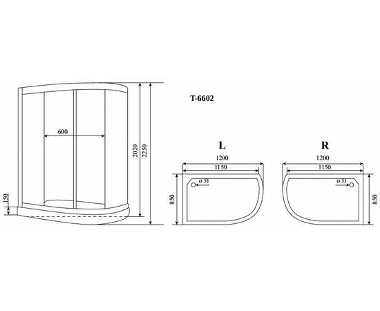 Душевая кабина Timo Standart T-6602 Silver Fabric L 120х85х220_, изображение 2