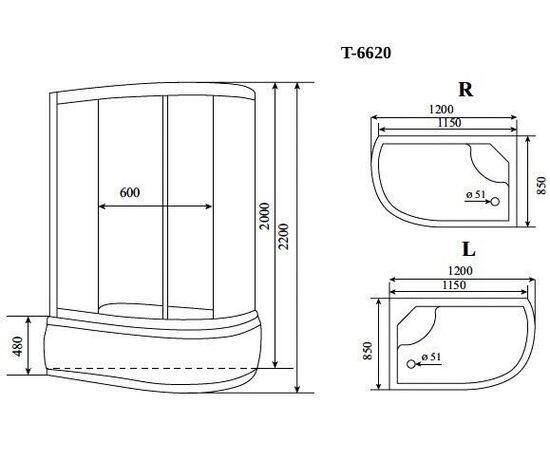 Душевая кабина Timo Standart T-6620 Silver Fabric L 120х85х220_, изображение 4