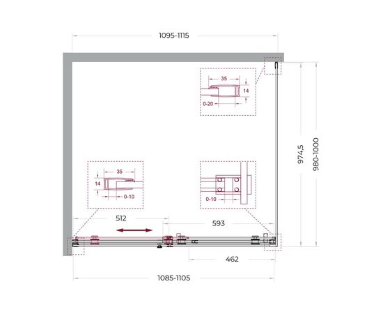 Душевой уголок BelBagno SOFT_CLOSE-2-AH-1-110/100-C-Cr_, изображение 12