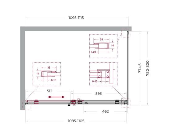Душевой уголок BelBagno SOFT_CLOSE-2-AH-1-110/80-C-Cr_, изображение 12