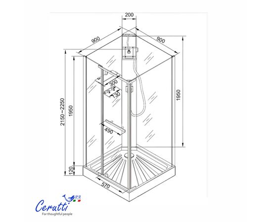 Душевая кабина Ceruttispa MIMI90BF 90x90x215-225_, изображение 7