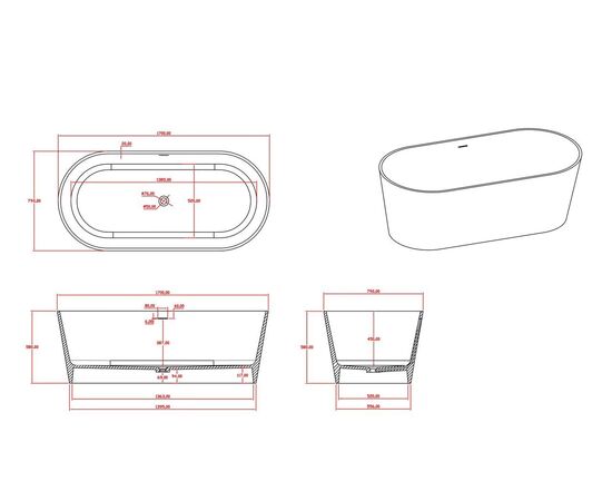 Ванна Timo solid ELISSA1700 1700х800х580_, изображение 9