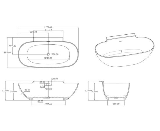 Ванна Timo solid LUMI1770 1770х895х570_, изображение 4