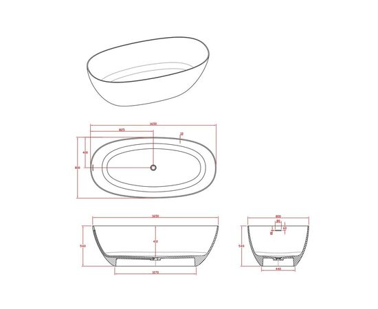 Ванна Timo solid SATU1650 1650х800х540_, изображение 8