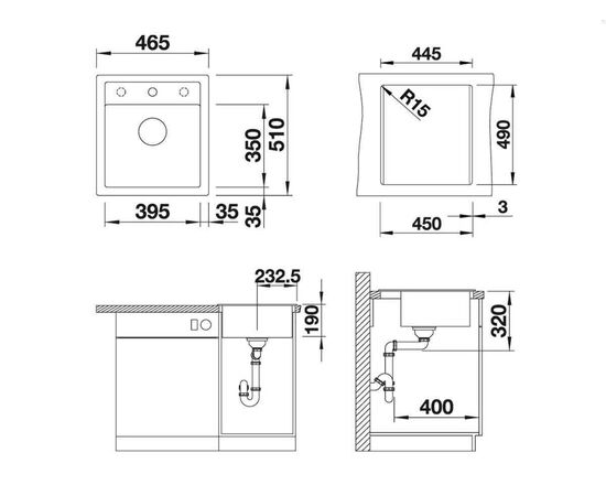 Кухонная мойка Blanco Dalago 45 Silgranit PuraDur антрацит 517156_, изображение 3