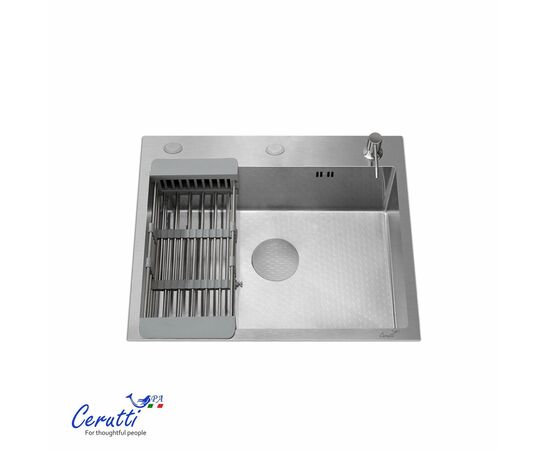 Кухонная мойка Ceruttispa GLORIA 50 nano embos матовый хром 500х500х220_, изображение 3