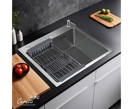 Кухонная мойка Ceruttispa GLORIA 50 nano embos матовый хром 500х500х220_, изображение 2