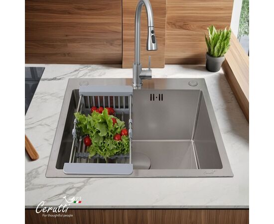 Кухонная мойка Ceruttispa GLORIA 50 nano embos матовый хром 500х500х220_