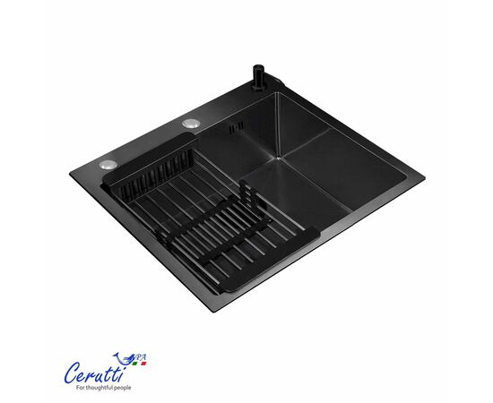 Кухонная мойка Ceruttispa GLORIA 50B nano black графит 500х500х220_, изображение 3