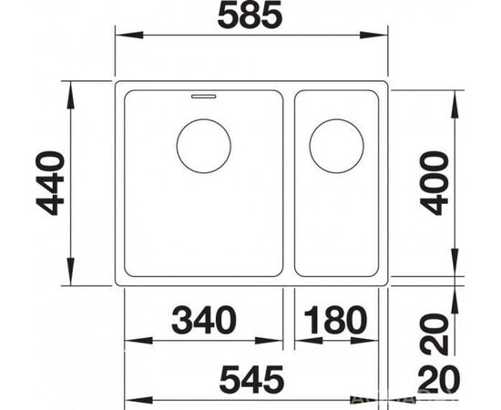 Кухонная мойка Blanco Solis 340/180-U нержавеющая сталь чаша справа_, изображение 4