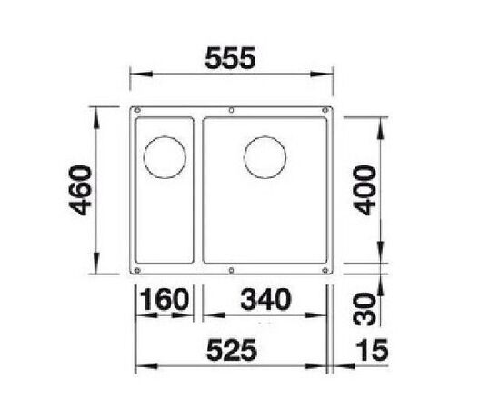 Кухонная мойка 555х46 см Blanco Subline 340/160-U 523558 основная чаша справа антрацит_, изображение 5