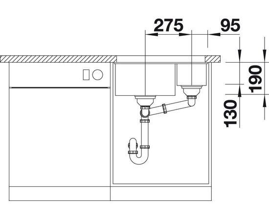 Кухонная мойка 555х46 см Blanco Subline 340/160-U 523558 основная чаша справа антрацит_, изображение 4