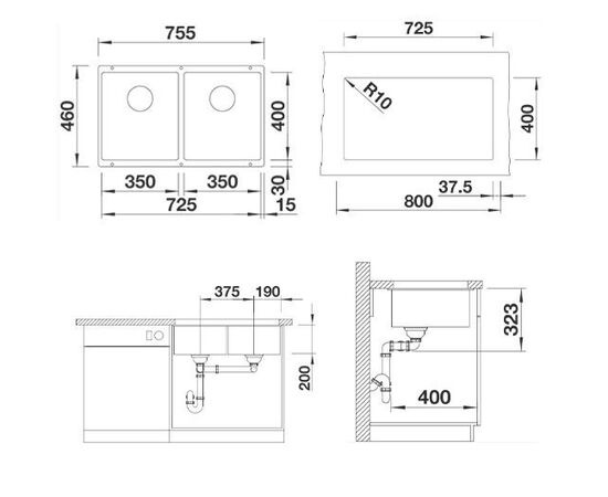 Кухонная мойка Blanco Subline 350/350-U кофе 523583_, изображение 5
