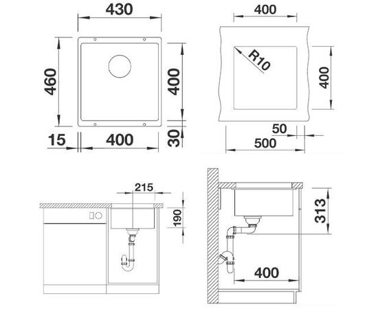 Кухонная мойка Blanco SUBLINE 400-U антрацит 523422_, изображение 6