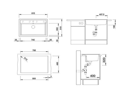 Кухонная мойка 815х51 см Blanco Dalago 8 516633 цвет белый_, изображение 4