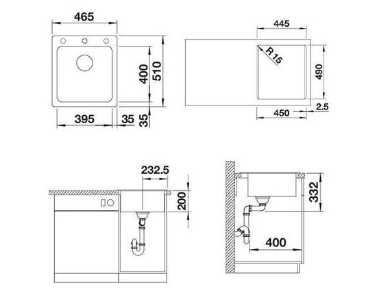 Кухонная мойка Blanco NAYA 45 темная скала 525223_, изображение 3