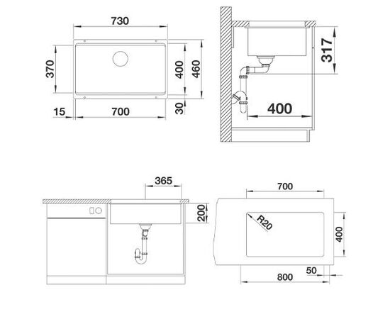 Кухонная мойка Blanco ETAGON 700-U антрацит 525167_, изображение 6