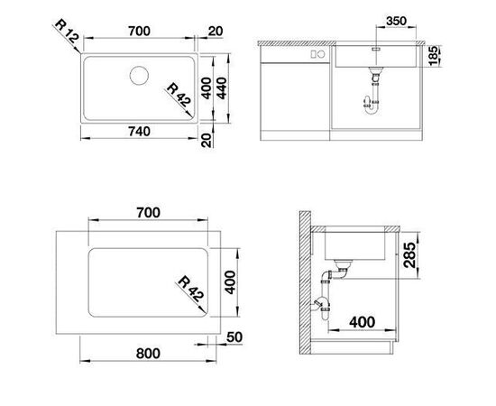 Кухонная мойка Blanco SOLIS 700-U InFino нержавеющая сталь полировка 526125_, изображение 4