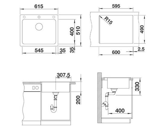 Кухонная мойка Blanco NAYA 6 тёмная скала 519639_, изображение 4