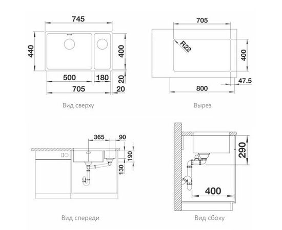 Кухонная мойка Blanco ANDANO 500/180-U нержавеющая сталь левая 522991_, изображение 2