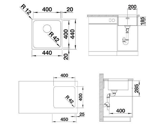 Кухонная мойка Blanco SOLIS 400-U InFino нержавеющая сталь полировка 526117_, изображение 4