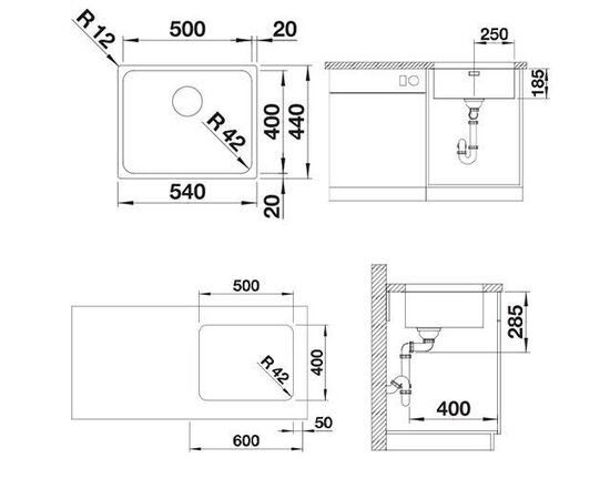 Кухонная мойка Blanco SOLIS 500-U InFino нержавеющая сталь полировка 526122_, изображение 4