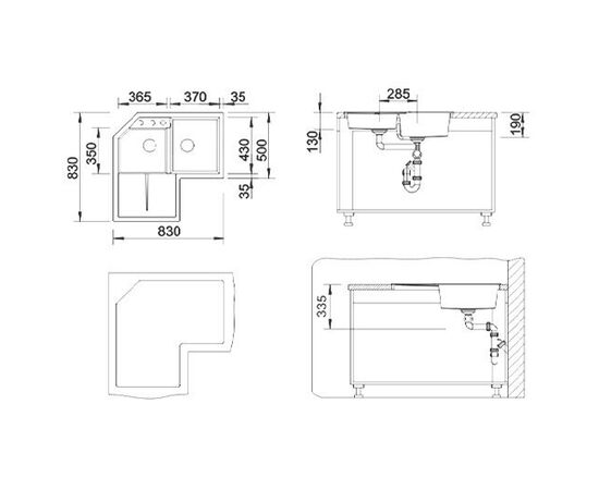Кухонная мойка Blanco Metra 9E белый угловая 515568 стоп-вентиль_, изображение 2