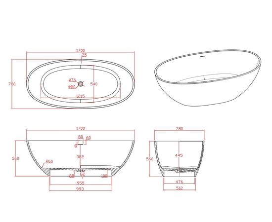 Ванна Timo solid LEMPI1700 1700х780х560_, изображение 7