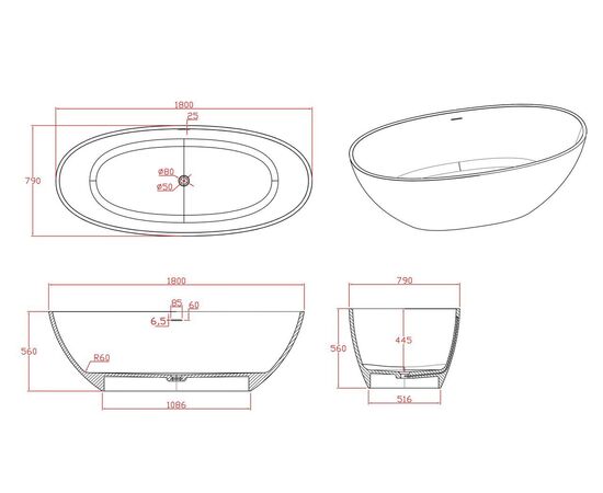 Ванна Timo solid LEMPI1800 1800х790х560_, изображение 7