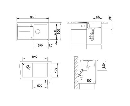 Кухонная мойка Blanco METRA 5 S кофе 515041 клапан- автомат_, изображение 4