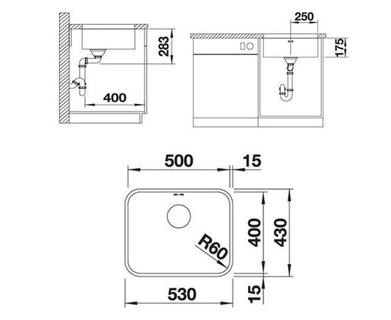 Кухонная мойка Blanco Supra 500-U 518205 нержавеющая сталь_, изображение 4