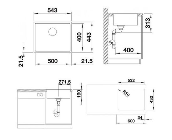 Кухонная мойка Blanco SUBLINE 500-IF SteelFrame белый 524110_, изображение 4