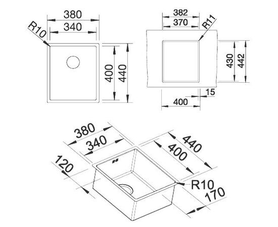 Кухонная мойка Blanco CLARON 340-IF нержавеющая сталь Durinox 523388_, изображение 2