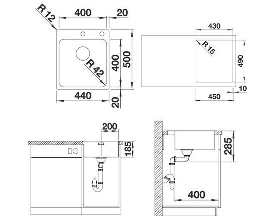 Кухонная мойка Blanco Solis 400-IF/A нержавеющая сталь 526119_, изображение 3