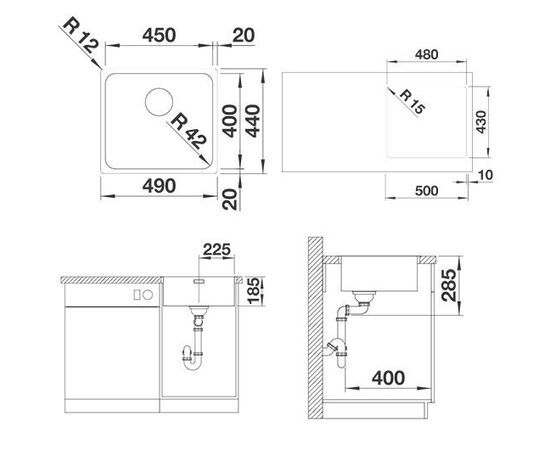 Кухонная мойка Blanco Solis 400-IF нержавеющая сталь 526121_, изображение 3
