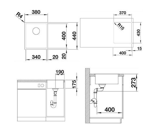Кухонная мойка Blanco Zerox 340-IF Durinox 523096_, изображение 8