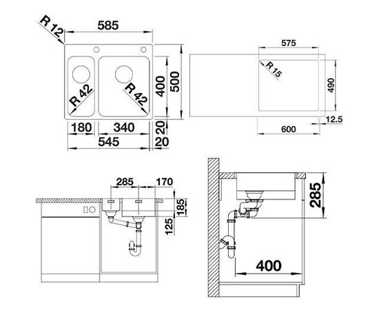 Кухонная мойка Blanco Solis 340/180-IF/A 526132_, изображение 4