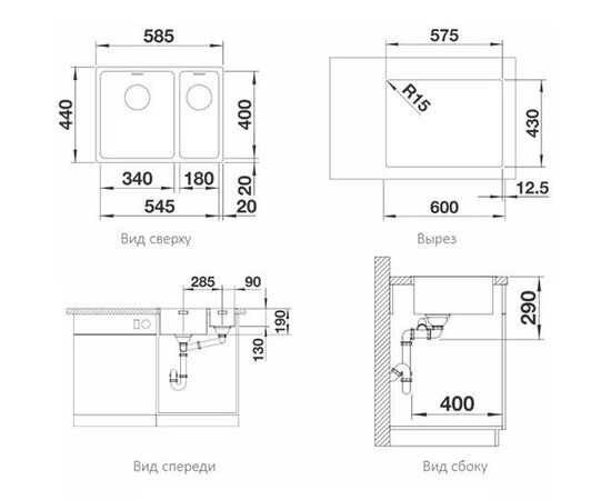 Кухонная мойка Blanco ANDANO 340/180- IF левая 522975 нержавеющая сталь_, изображение 4