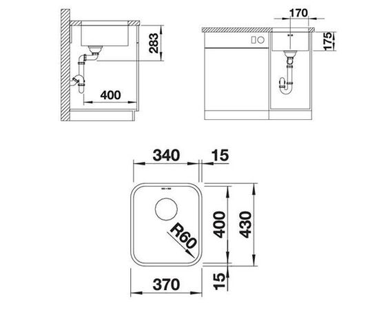 Кухонная мойка Blanco Supra 340-U 518199 нержавеющая сталь_, изображение 4