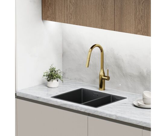 Смеситель для кухни Sancos Grand с вытяжным изливом брашированное золото PVD покрытие SC4002BG_, изображение 6