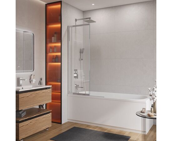 Душевая шторка на ванну с фиксированным креплением одной створки CEZARES SLIDER-FIX-VF-11-90/150-C-Cr, Профиль: Хром_, изображение 3