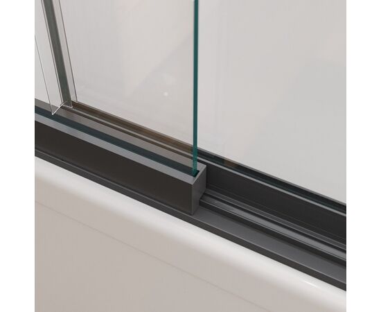 Душевая шторка на ванну с фиксированным креплением одной створки CEZARES SLIDER-FIX-VF-11-90/150-C-NERO, Профиль: Черный_, изображение 5