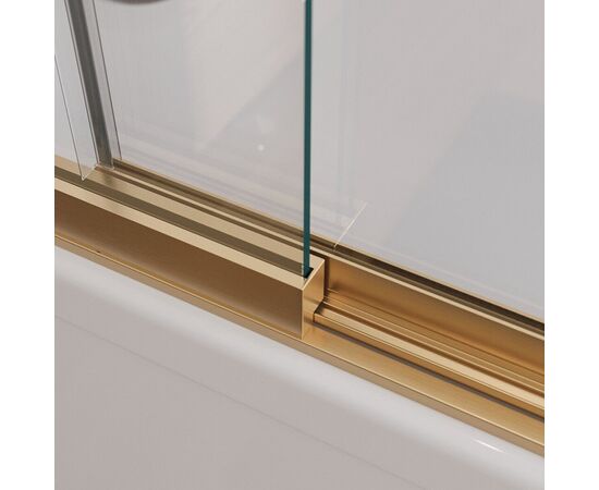 Душевая шторка на ванну с фиксированным креплением одной створки CEZARES SLIDER-FIX-VF-11-90/150-C-BORO, Профиль: Брашированное золото_, изображение 5