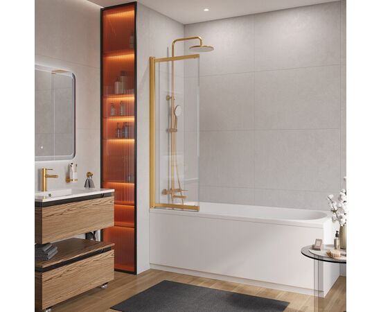 Душевая шторка на ванну CEZARES SLIDER-VF-11-90/150-C-BORO, Профиль: Брашированное золото_, изображение 3