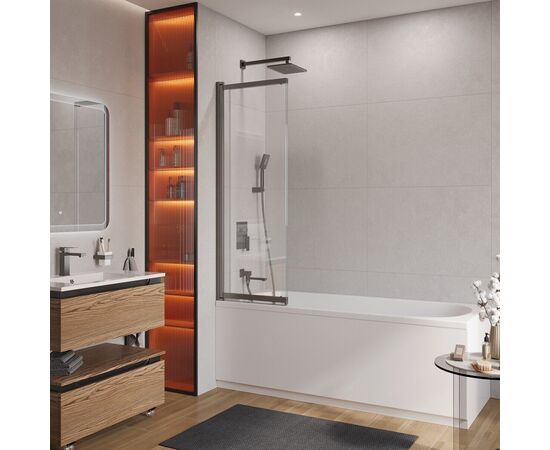 Душевая шторка на ванну CEZARES SLIDER-VF-11-90/150-C-GM, Профиль: Оружейная сталь_, изображение 3