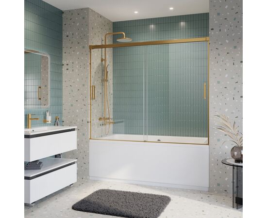 Душевая шторка на ванну CEZARES TANDEM-SOFT-VF-2-180/145-C-BORO-IV, Профиль: Брашированное золото_, изображение 5