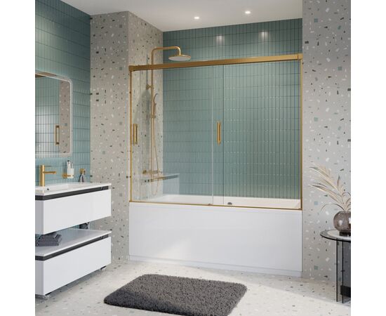 Душевая шторка на ванну CEZARES TANDEM-SOFT-VF-2-180/145-C-BORO-IV, Профиль: Брашированное золото_, изображение 3