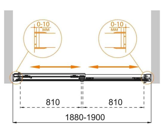 Душевая шторка на ванну CEZARES TANDEM-SOFT-VF-2-190/145-C-Cr-IV_, изображение 8