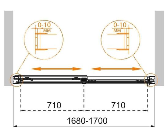 Душевая шторка на ванну CEZARES TANDEM-SOFT-VF-2-170/145-P-Cr_, изображение 9