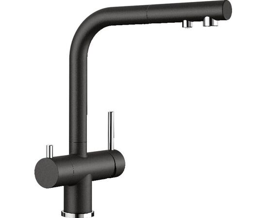 Смеситель для кухни Blanco FONTAS-S II черный 526158 с подключением фильтра и выдвижной лейкой_